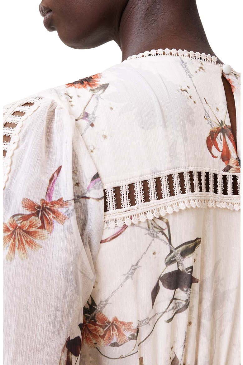 Zora Floral Long Sleeve Tiered Midi Dress, Alternate, color, UNITY ECRU WHITE