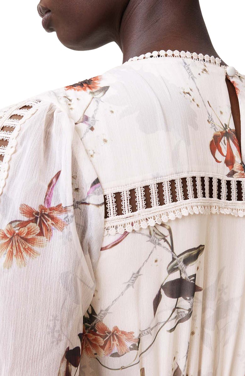 AllSaints Zora Floral Long Sleeve Tiered Midi Dress, Alternate, color,