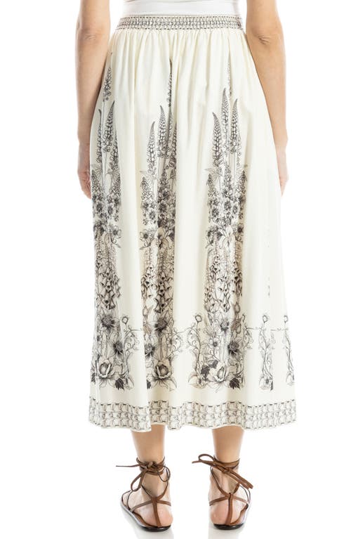 Max Studio Border Print Maxi Skirt In Natural/black