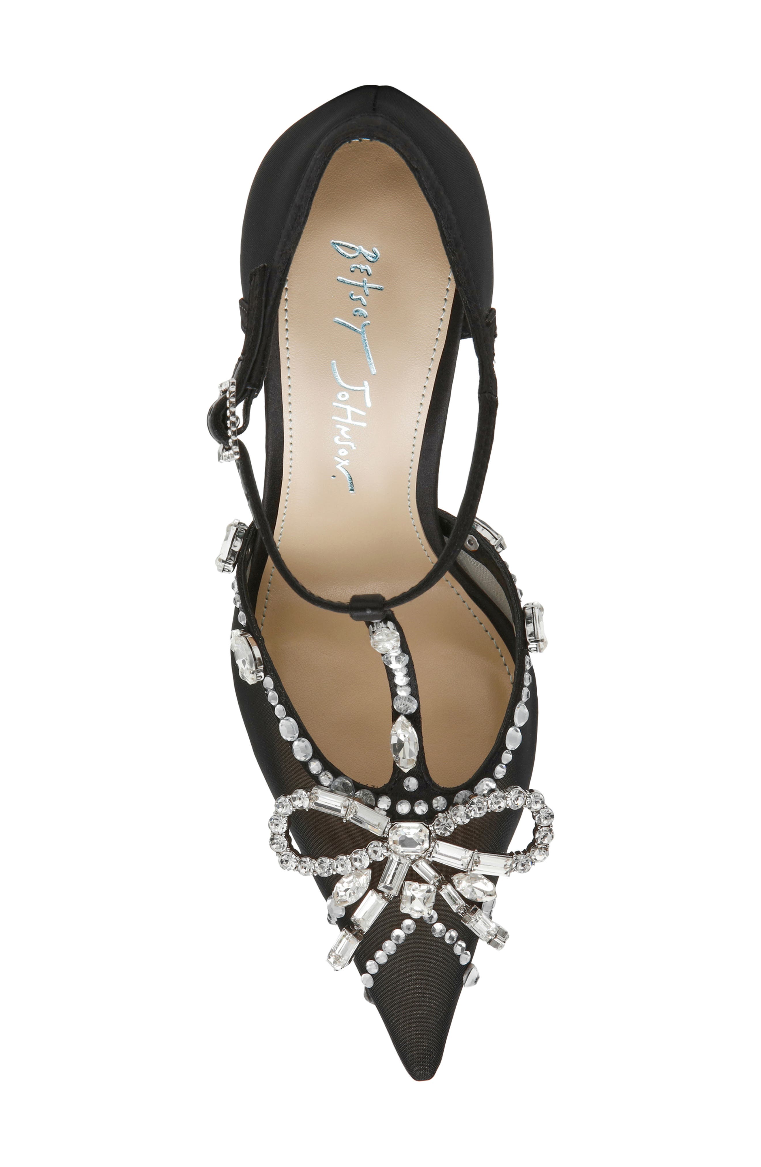 Vanna Pointed Toe T-Strap Pump, Alternate, color, BLACK