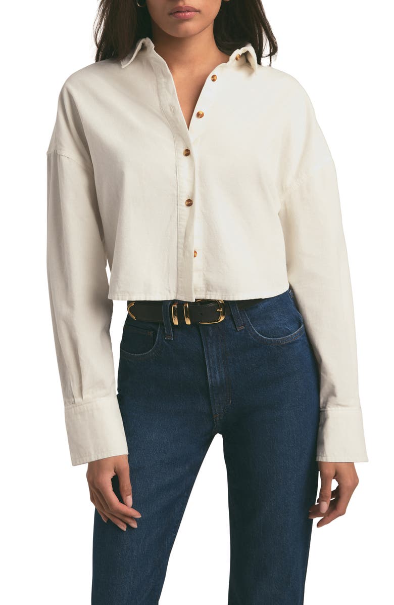 Favorite Daughter The Crop Cotton Corduroy Button-Up Shirt, Main, color, 