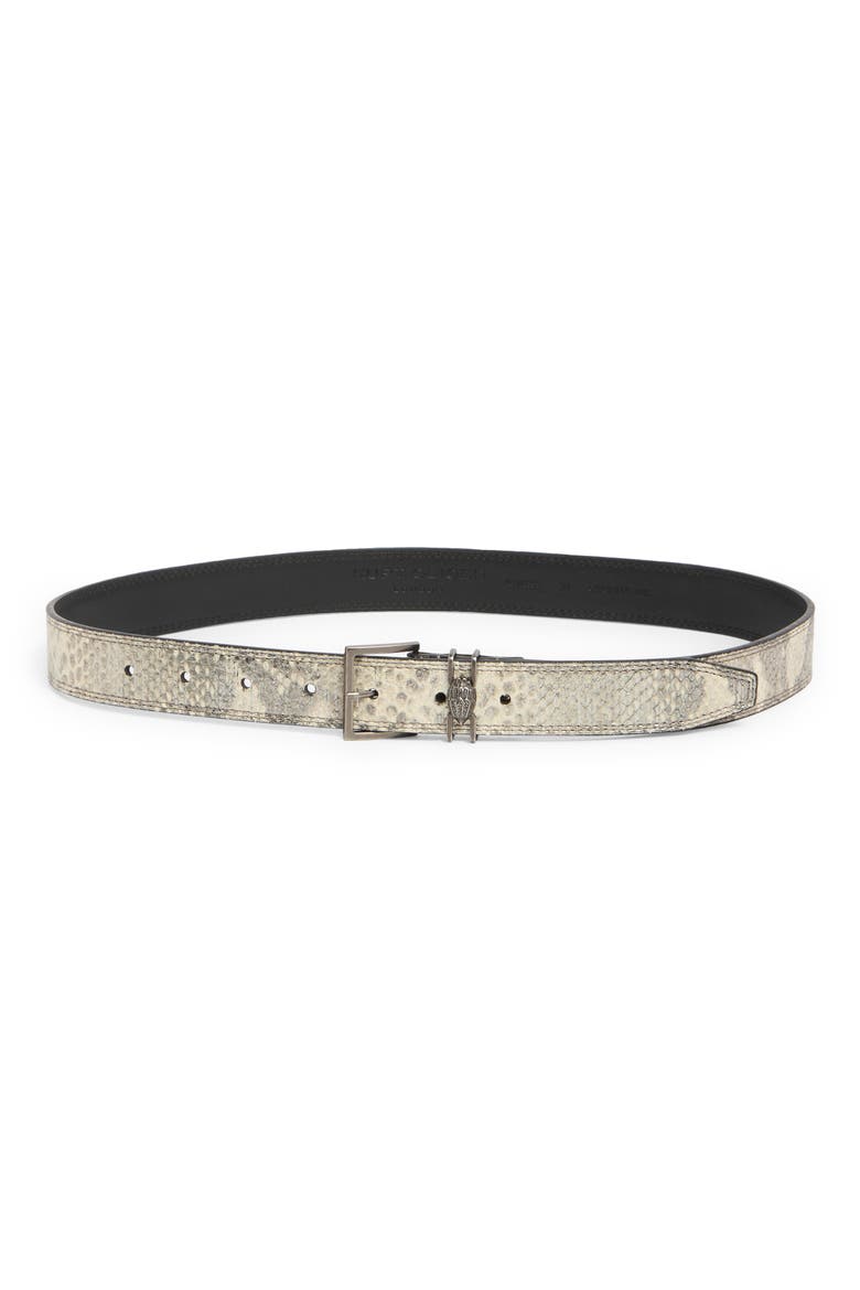 Shoreditch Snakeskin Print Leather Belt, Main, color, GREY MULTI