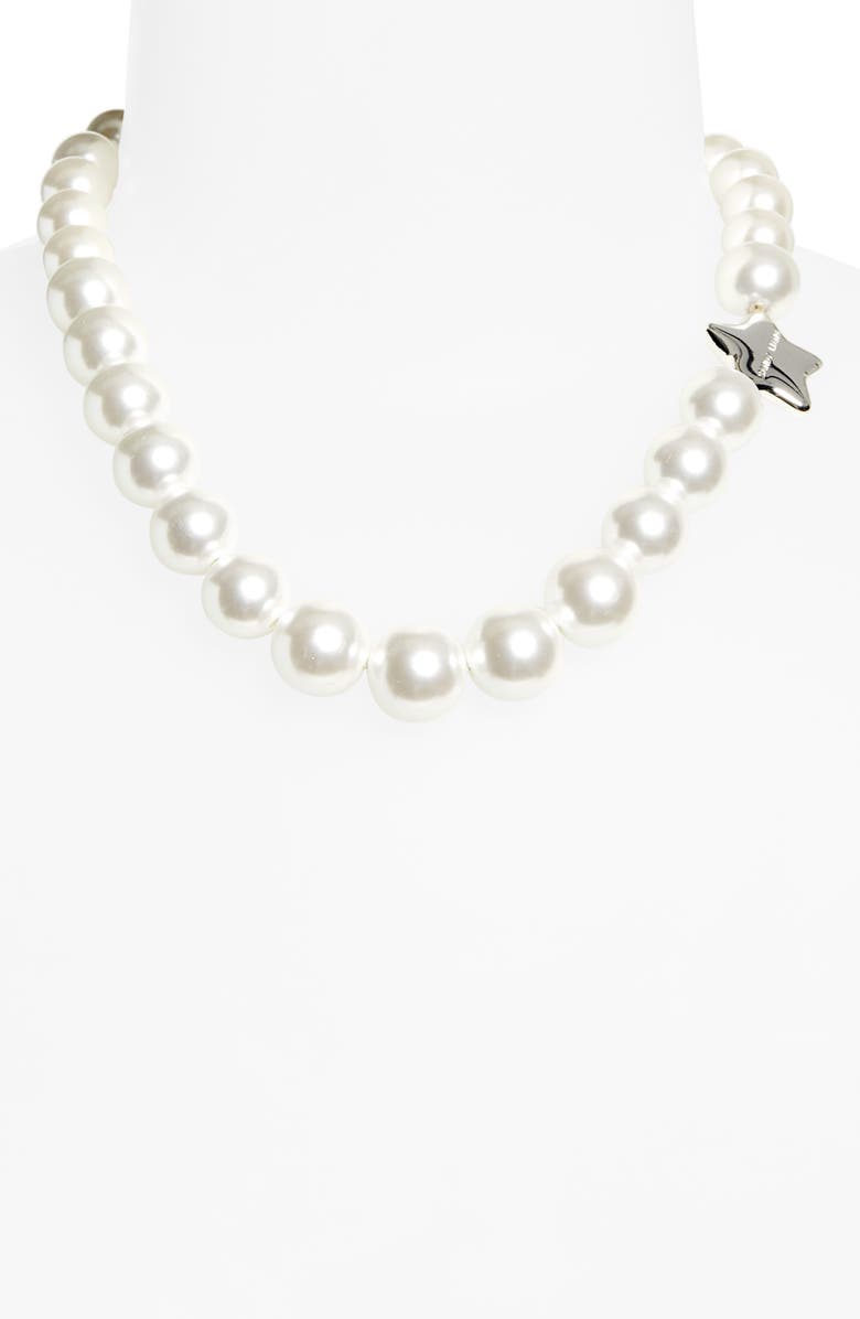Sandy Liang Poison Graduated Faux Pearl Necklace, Alternate, color, Pearl