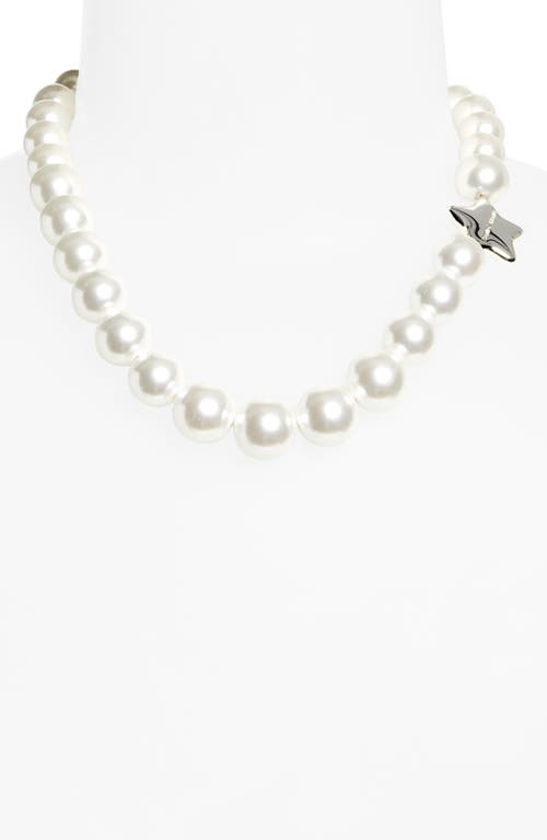 Sandy Liang Poison Graduated Faux Pearl Necklace In White