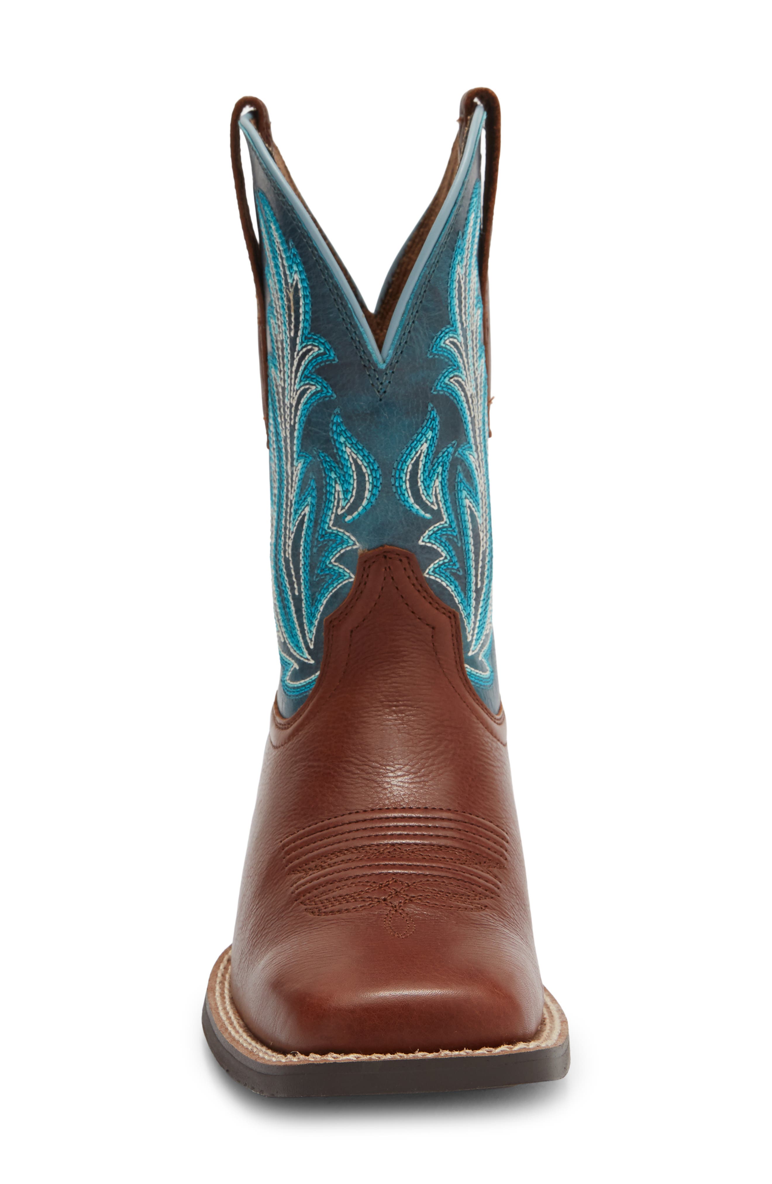 Round Up Filly Wide Square Toe Western Boot, Alternate, color, OILED TEAK