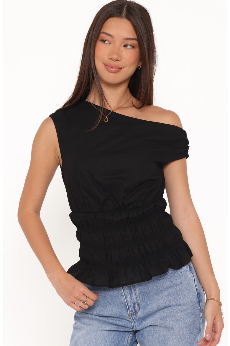 Lia One-Shoulder Top, Alternate, color, BLACK