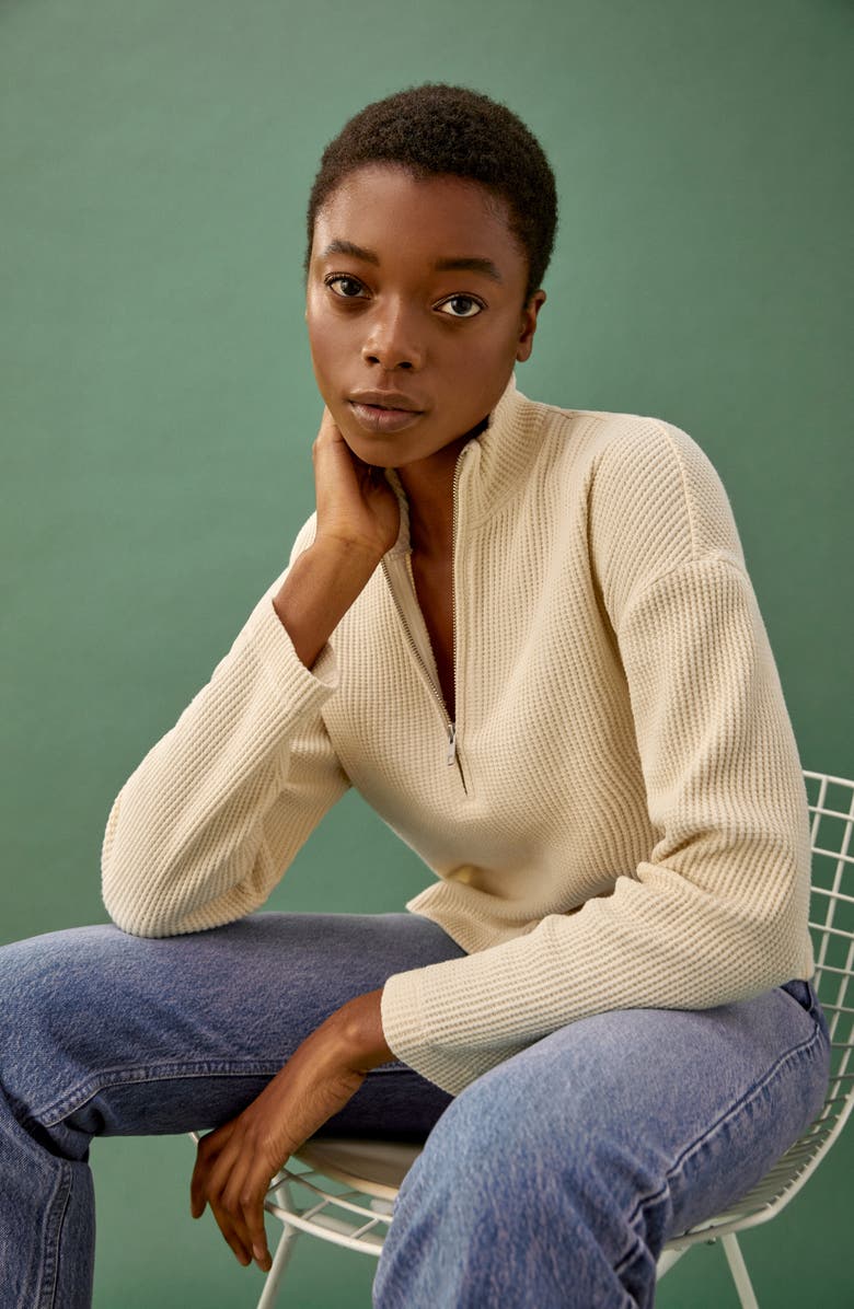 Reformation Waffle Zip Top, Alternate, color, 