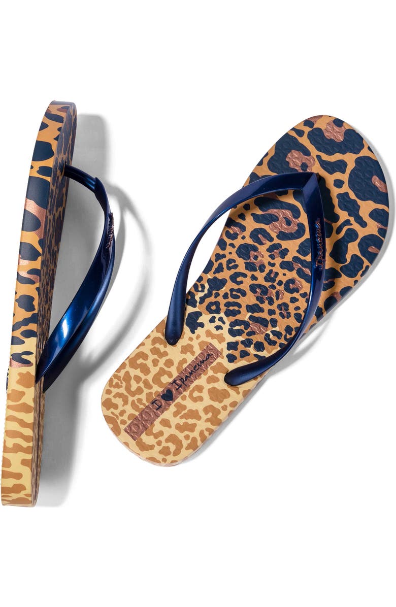 Ipanema Animal Print VI Flip Flop, Alternate, color, Yellow/ Pearly Blue