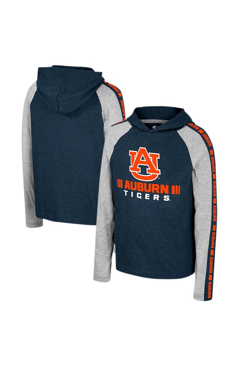 COLOSSEUM Youth Colosseum Navy Auburn Tigers Ned Raglan Long Sleeve Hooded T-Shirt, Main, color, Navy