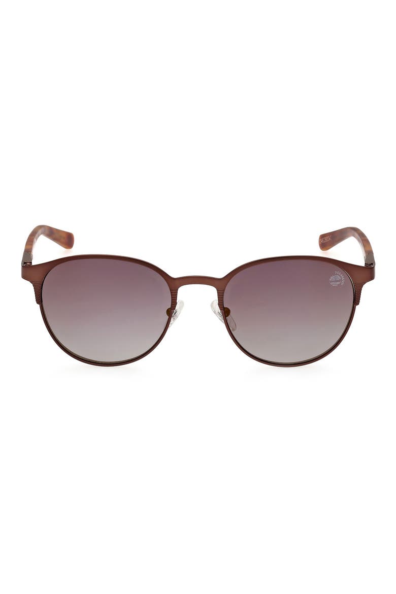 53mm Polarized Round Sunglasses, Main, color, MATTE DARK BROWN / SMOKE