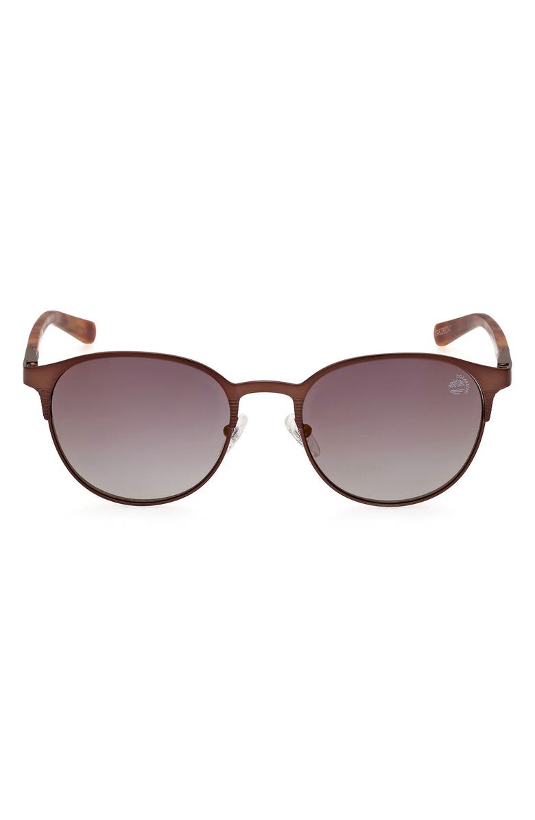 Timberland 53mm Polarized Round Sunglasses, Main, color,