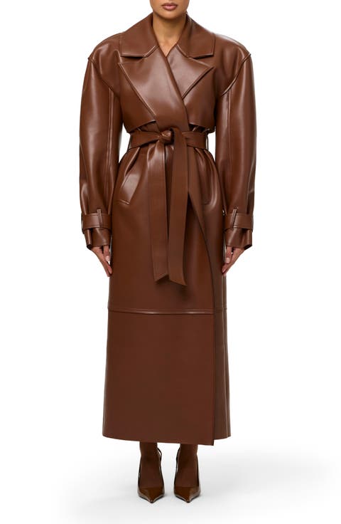 Faux Leather Trench Coat