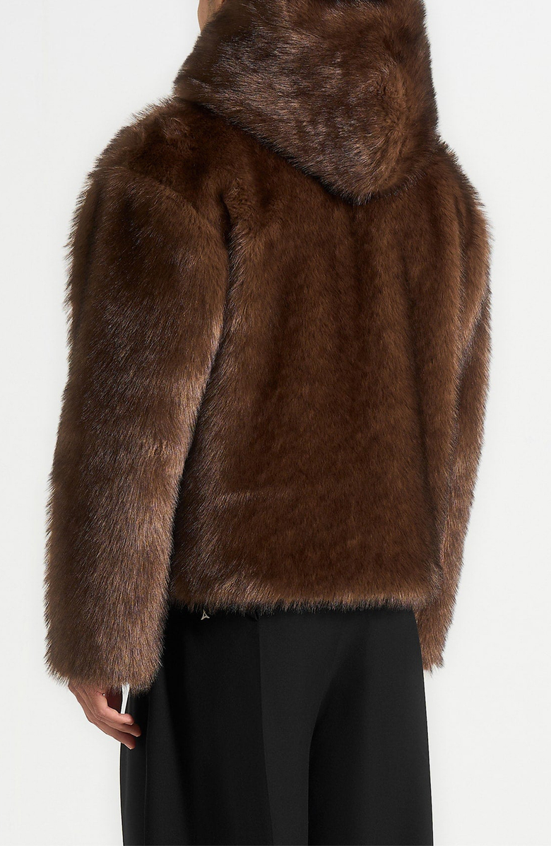Manière De Voir Ryan Fur Hooded Jacket, Alternate, color, Brown