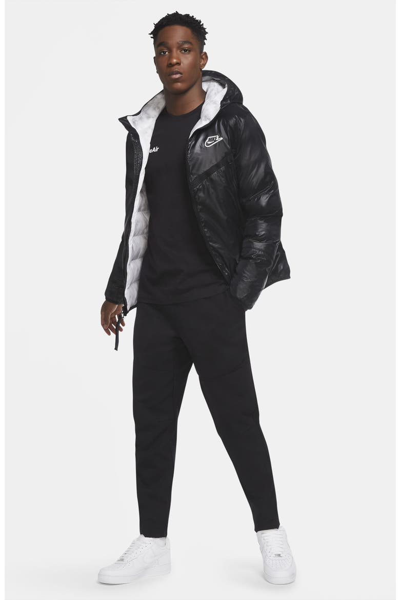 Sportswear Windrunner Repel Hooded Puffer Jacket, Alternate, color, BLACK/ WHITE/ BLACK/ BLACK