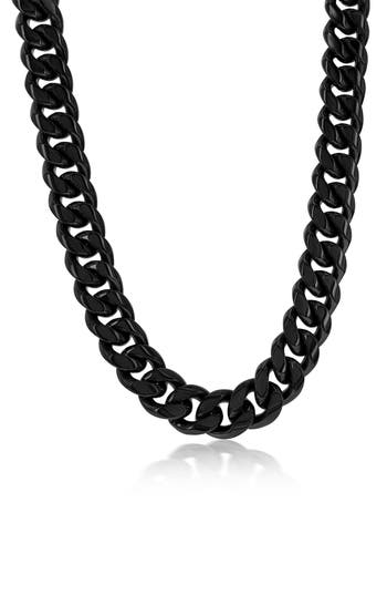 Blackjack Cuban Chain Necklace In Black