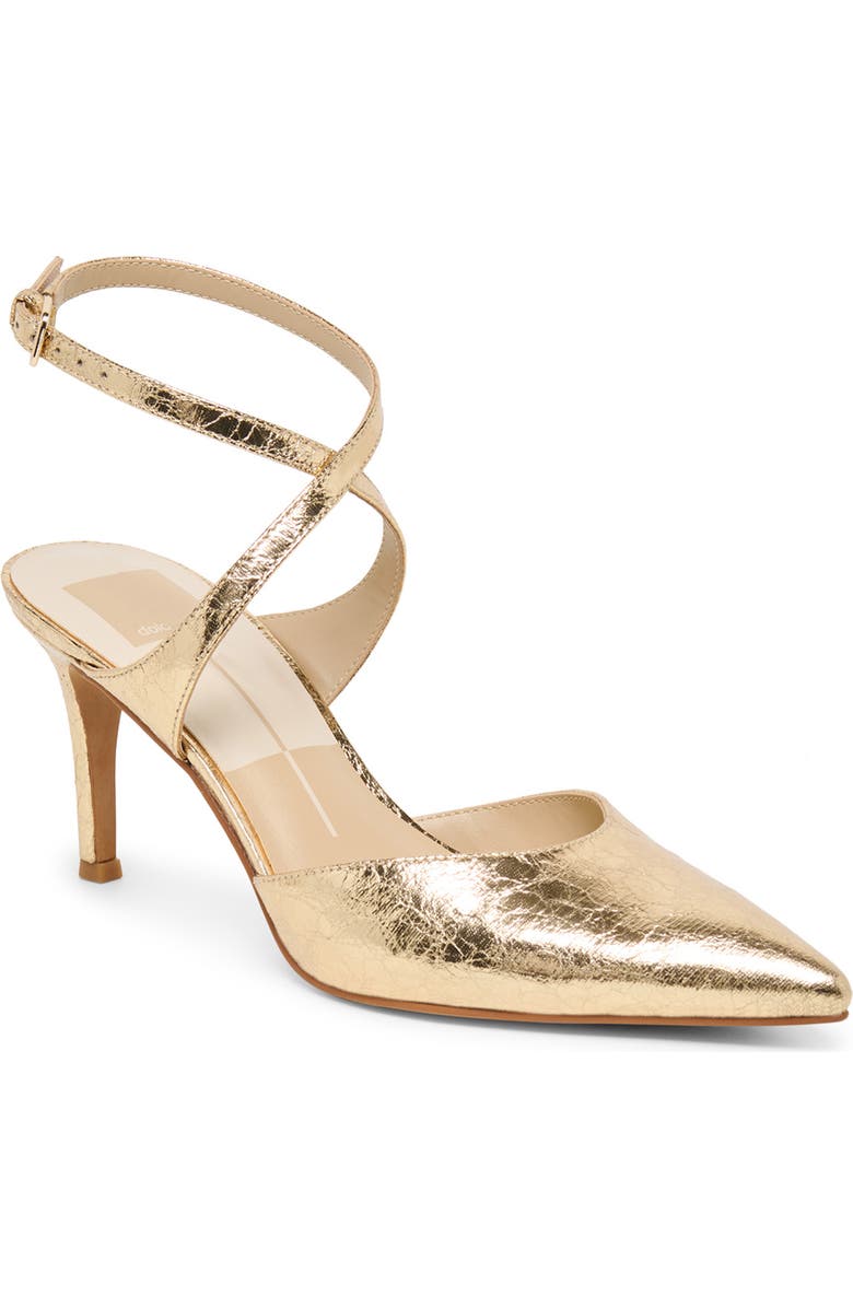 Dolce Vita Eliora Pointed Toe Ankle Strap Pump, Main, color, Gold Stella