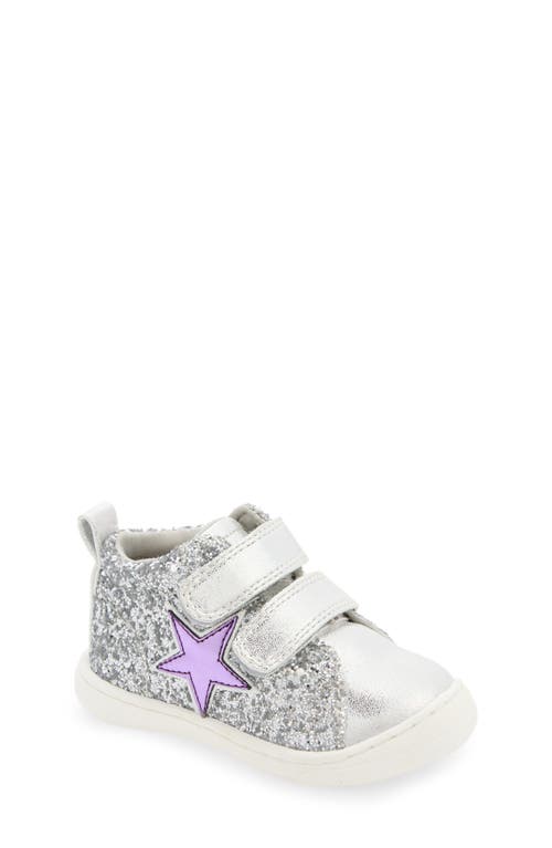 Nina Kids' Glitter High Top Sneaker in Silver Mtl 