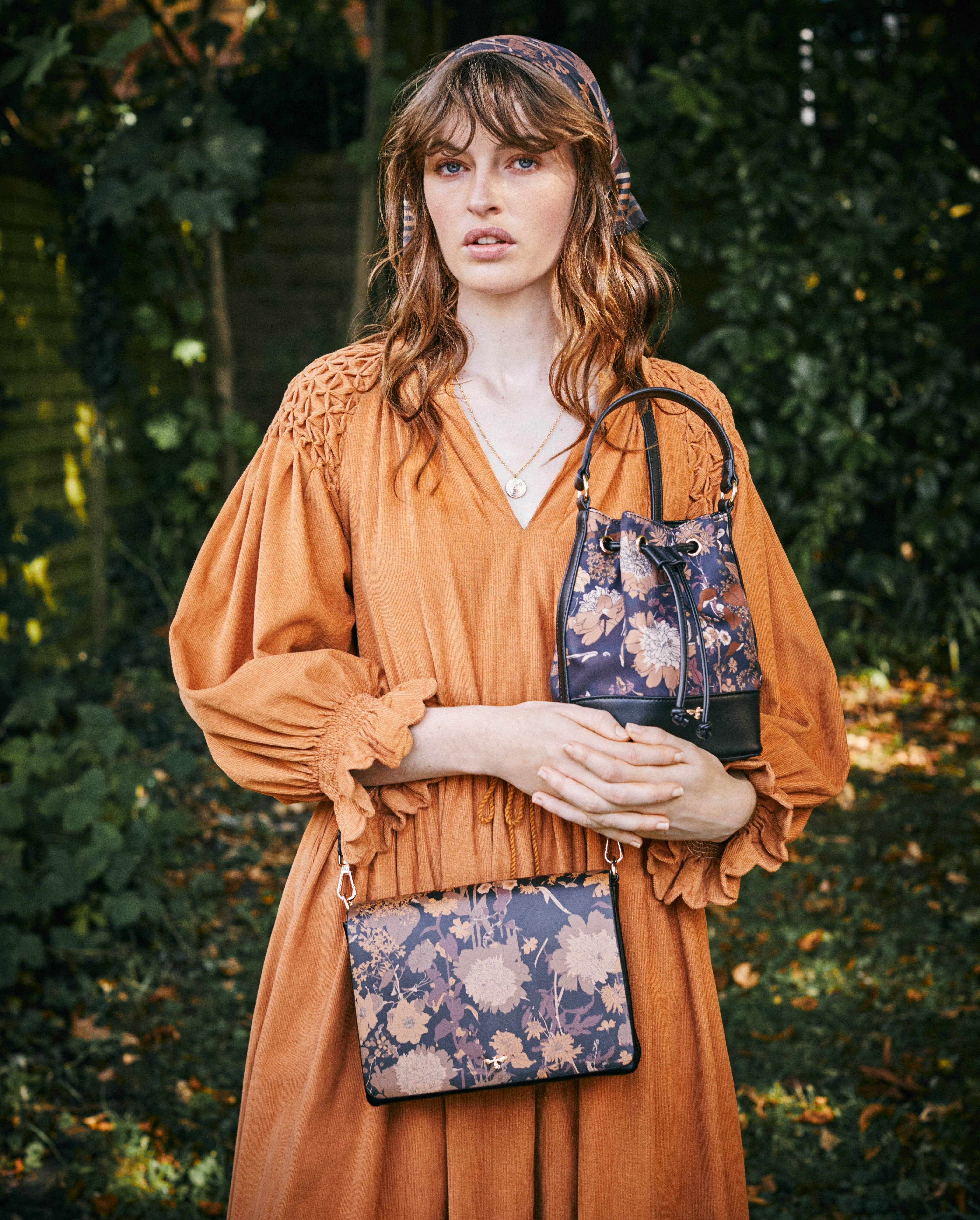 Fable England Deco Blooms Black Crossbody Handbag, Alternate, color, Black