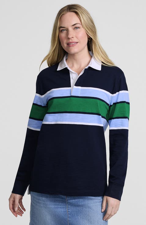 Long Sleeve Textured Rugby Polo