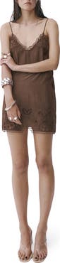 MANGO Zoe Cutwork Lace Detail Minidress