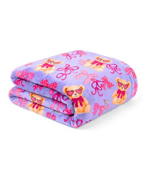 Plush Teddy Bows Blanket