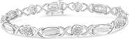 Haus of Brilliance Silver 1.0 Cttw Round-Cut and Baguette-Cut Diamond X-Link Bracelet