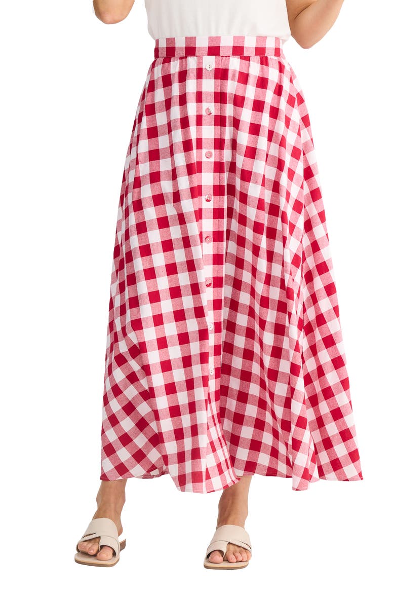 Lucy Check Maxi Skirt, Main, color, RED GINGHAM