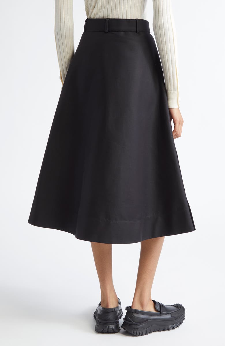 Moncler Belted A-Line Skirt, Alternate, color, Black