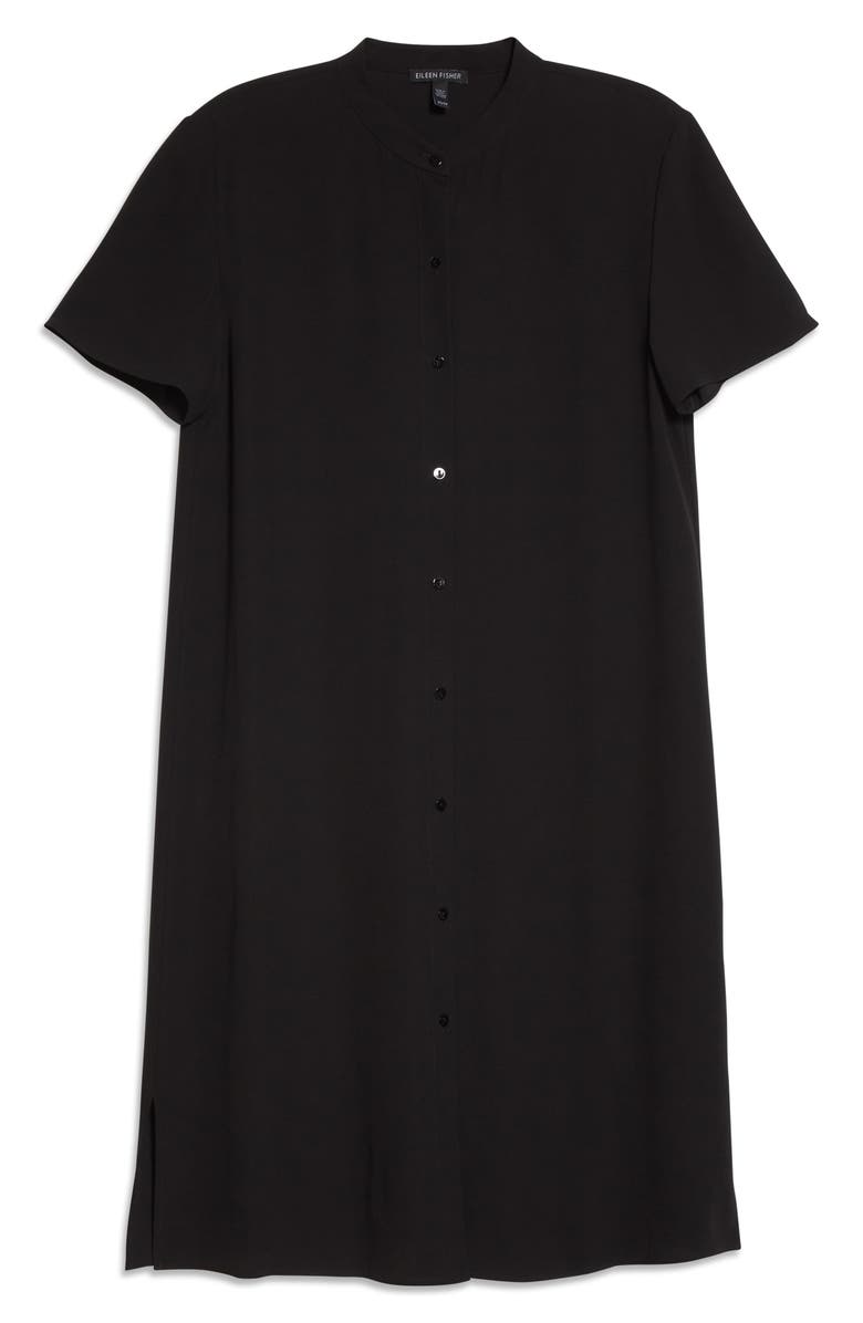 Eileen Fisher Mandarin Collar Silk Shirtdress, Alternate, color, 