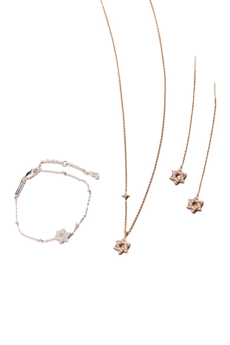 Delicate Pave Star of David Pendant Necklace, Alternate, color, Gold