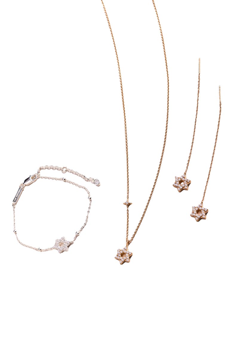 Alex and Ani Delicate Pave Star of David Pendant Necklace, Alternate, color, Gold