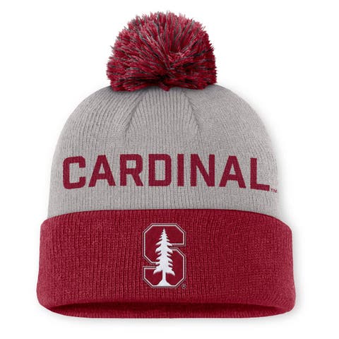 Men's Nike Gray/Cardinal Stanford Cardinal Primetime Peak Cuffed Knit Hat with Pom