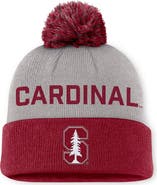 Nike Men's Nike Gray/Cardinal Stanford Cardinal Primetime Peak Cuffed Knit Hat with Pom