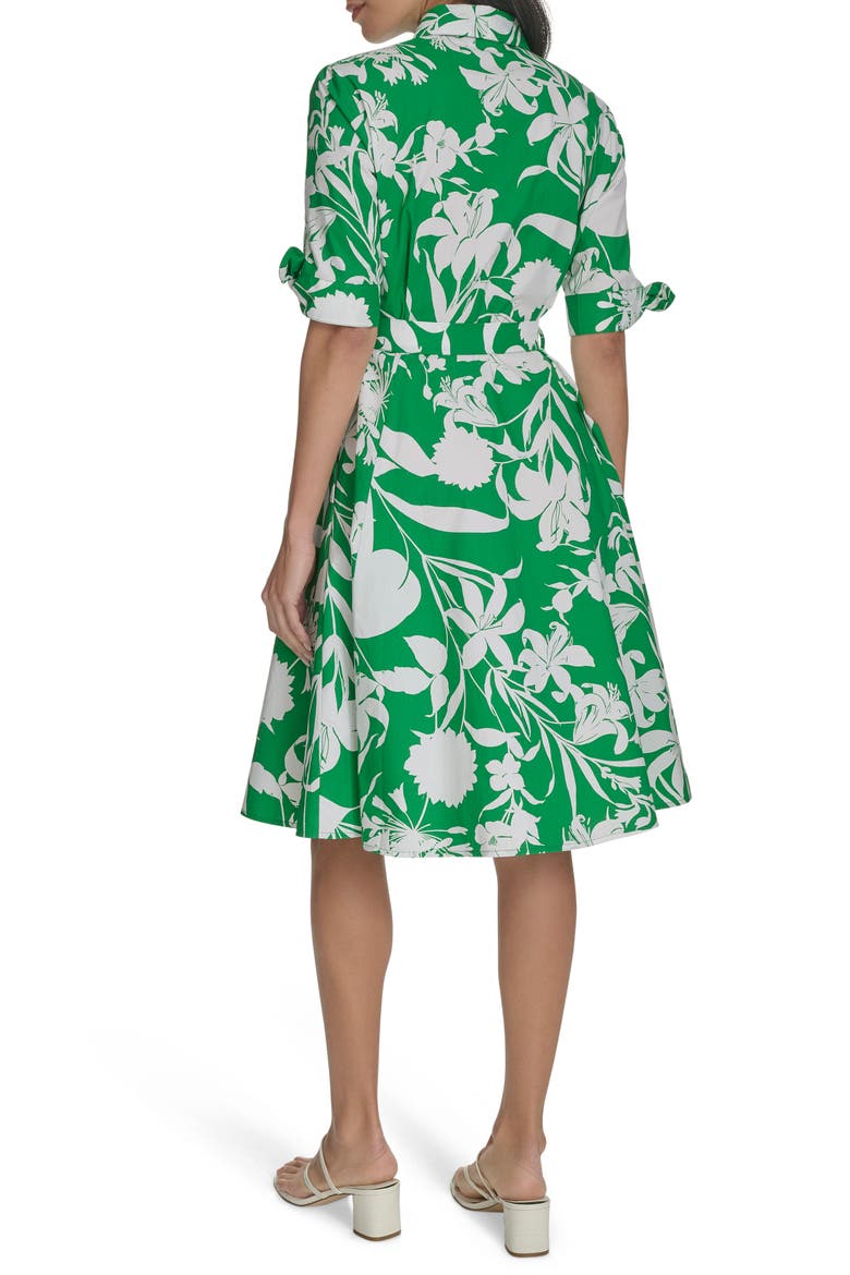Floral Tie Sleeve Cotton Shirtdress, Alternate, color, FERN WHITE