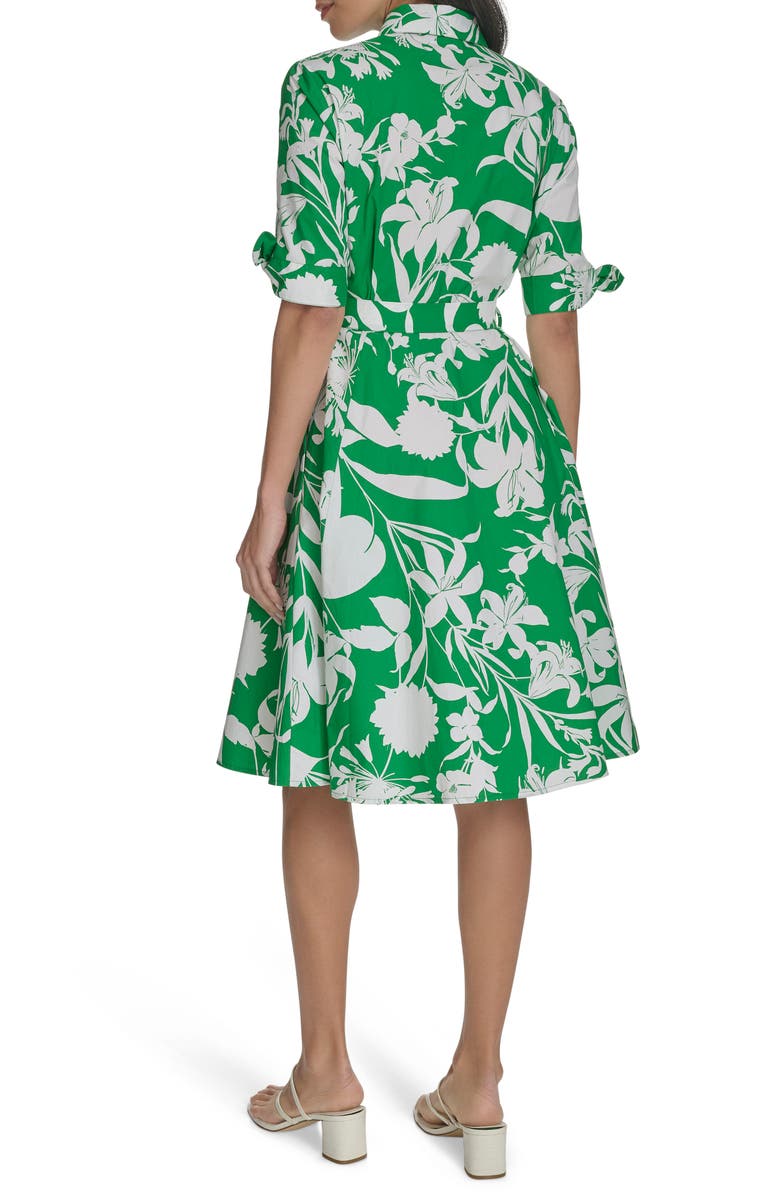 Calvin Klein Floral Tie Sleeve Cotton Shirtdress, Alternate, color, 