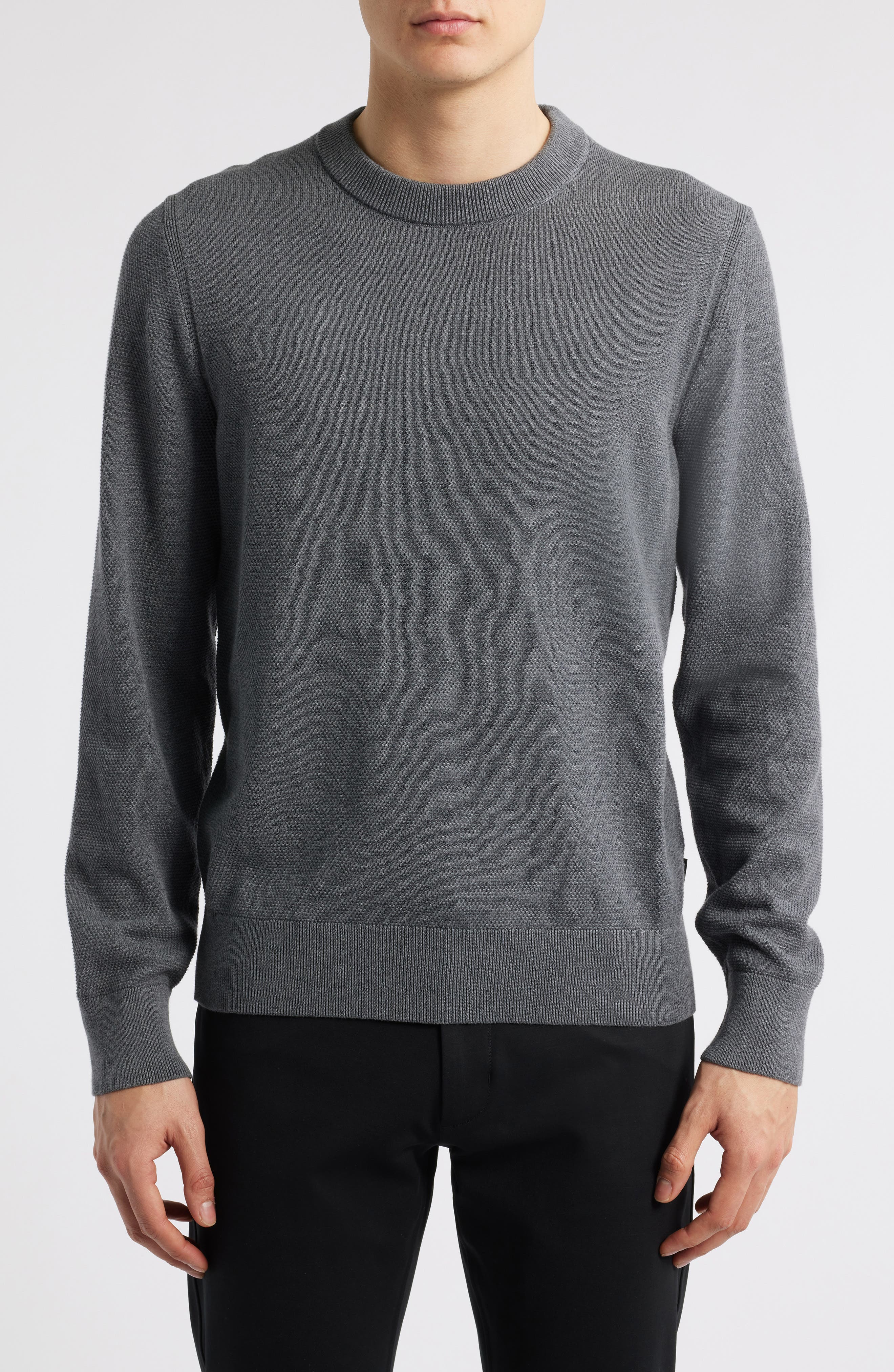 men's grey crew neck sweater