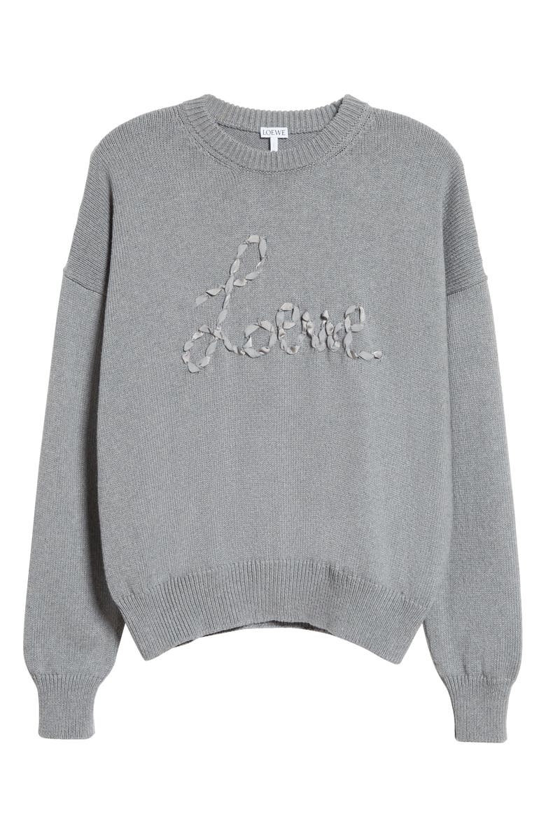 Loewe Ribbon Logo Cotton Sweater, Alternate, color, 