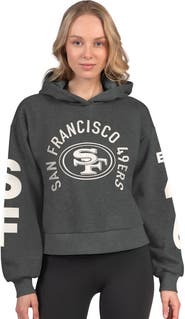 STARTER Women's Starter  Heather Charcoal San Francisco 49ers Star Player Cropped Fleece Pullover Hoodie