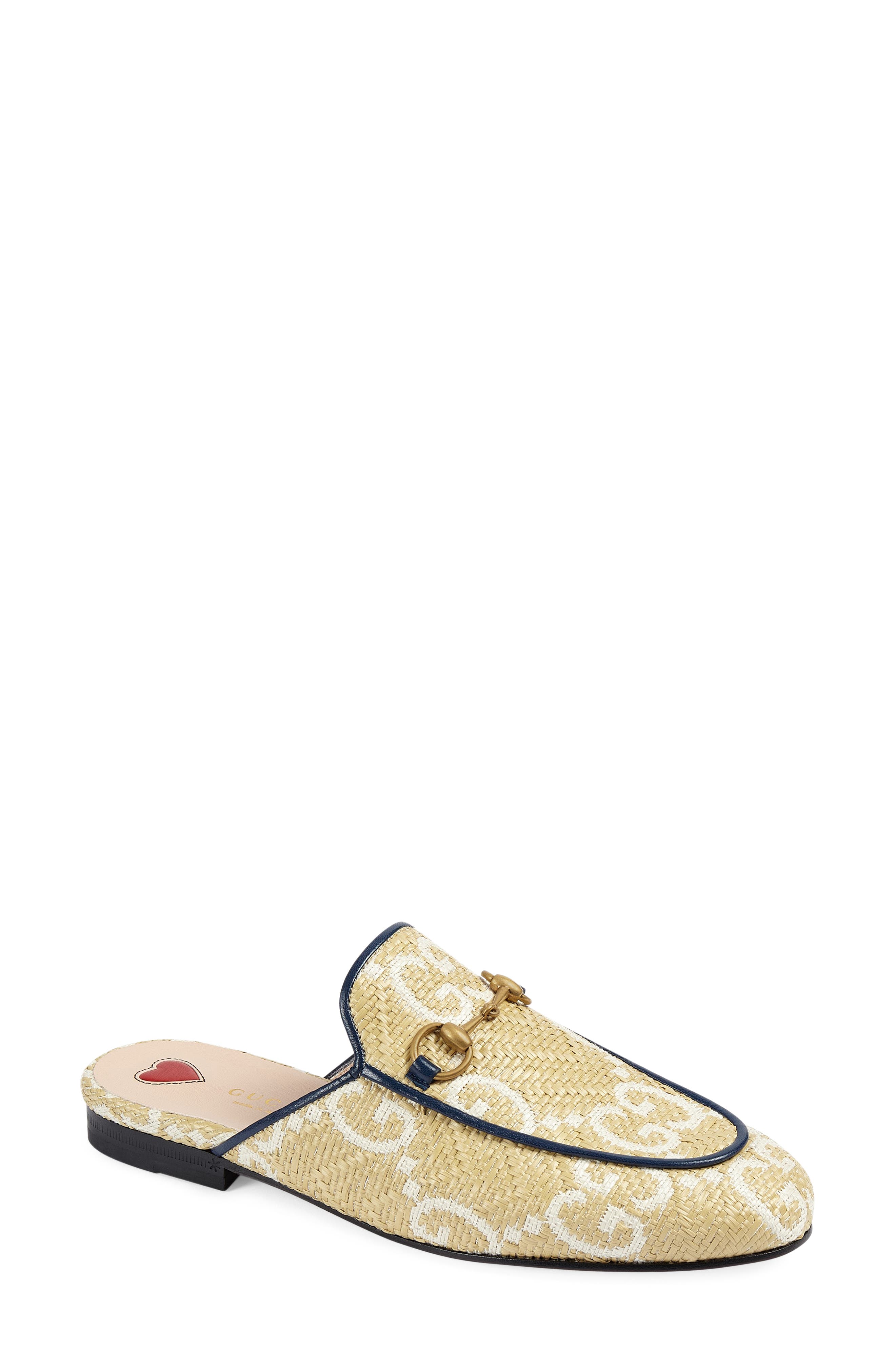Gucci Princetown Raffia GG Logo Loafer Mule, Main, color, 