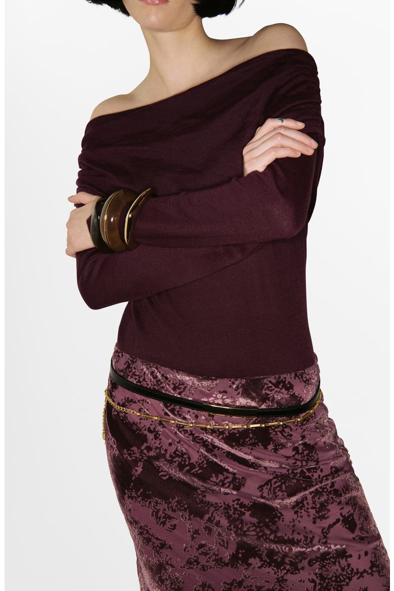 Off the Shoulder Sweater, Main, color, WINE