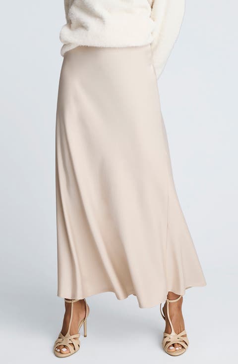 Flare Satin Maxi Skirt