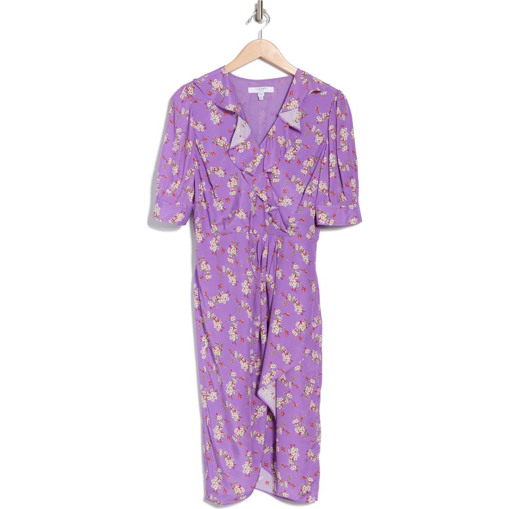 Lk Bennett Ophelia Floral Short Sleeve Faux Wrap Dress