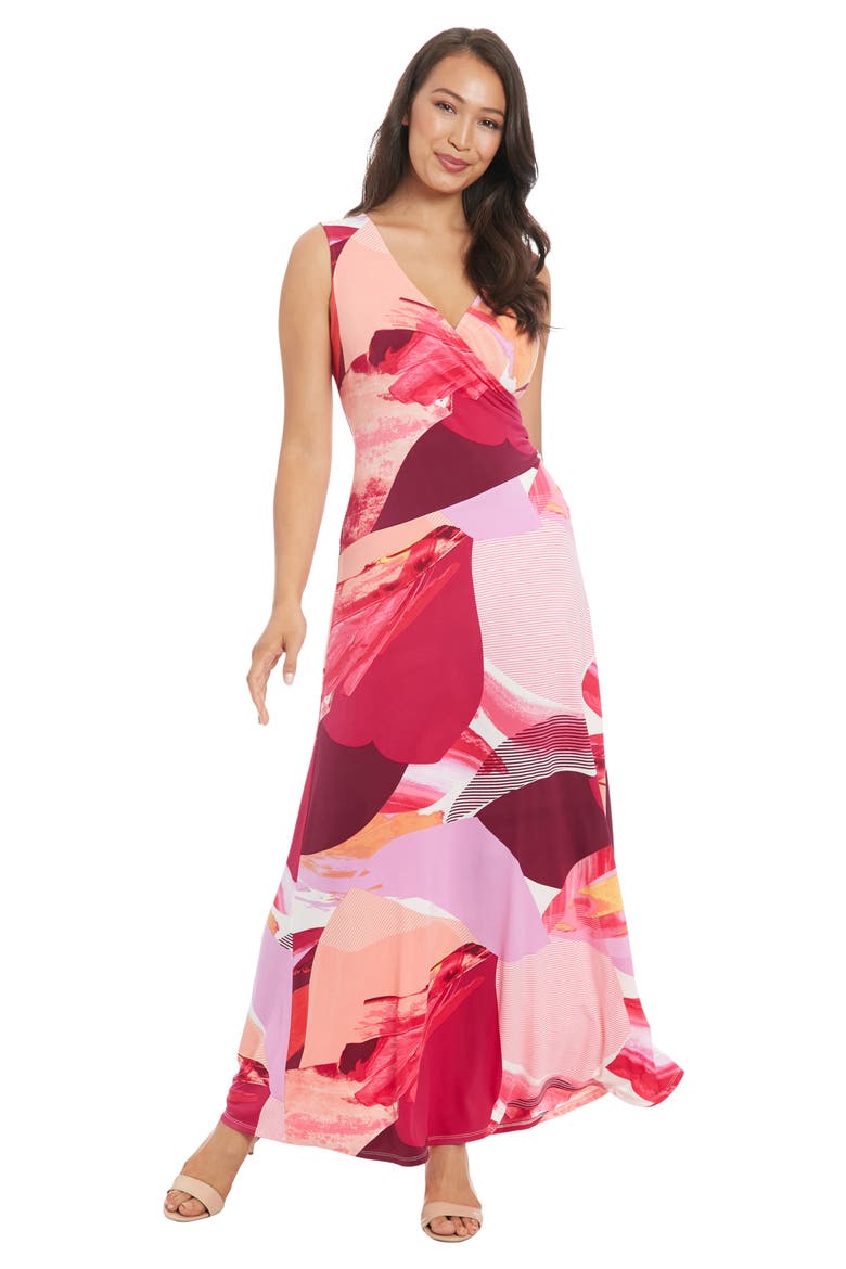 Sleeveless Faux Wrap Maxi Dress, Alternate, color, SOFT WHITE/ PERSIMMON