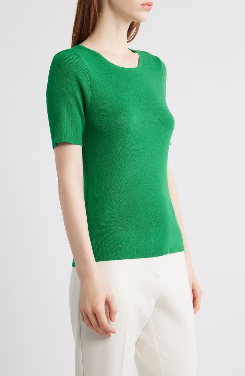 Tahari ASL Short Sleeve Sweater, Alternate, color, Emerald