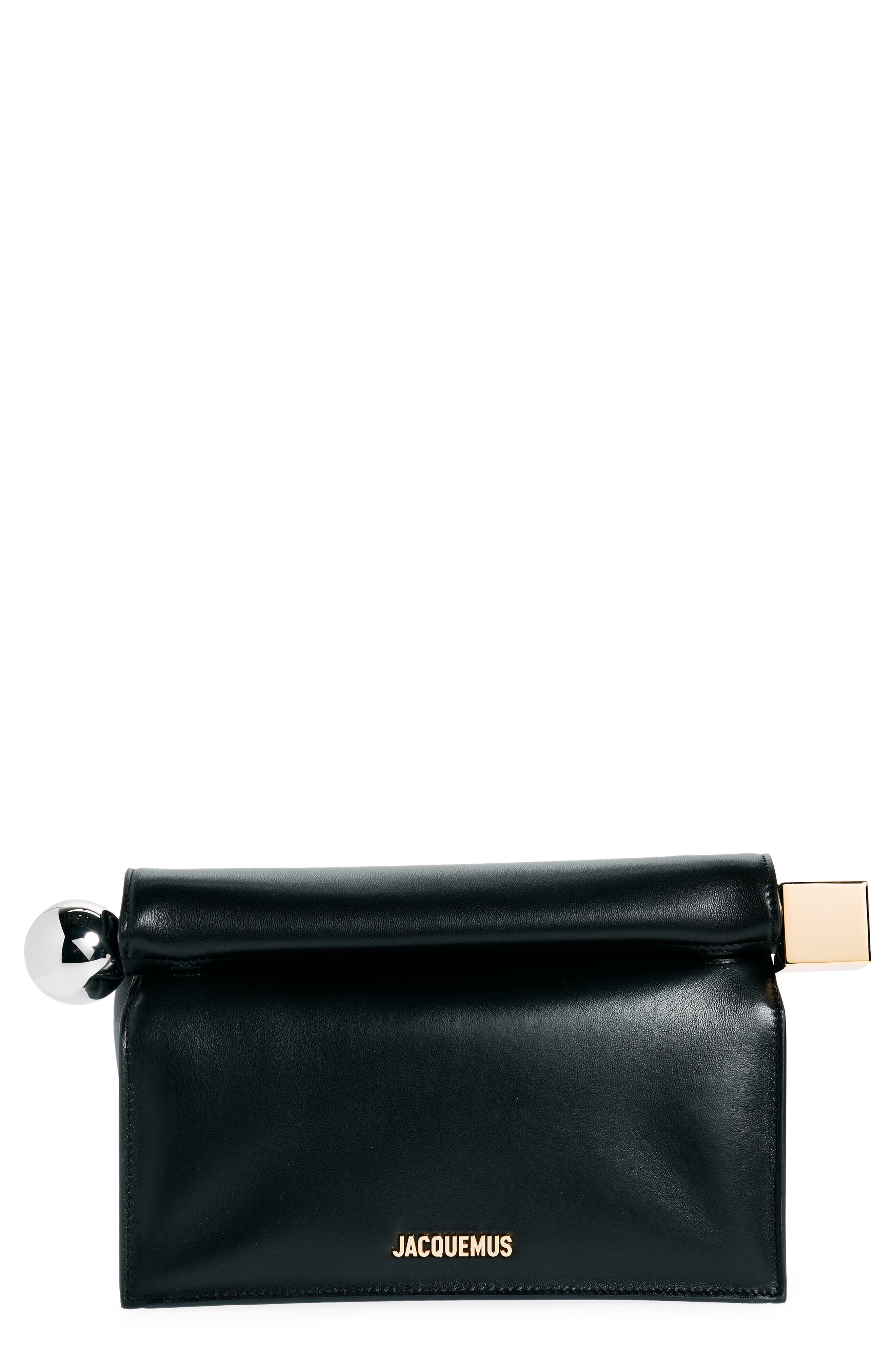 Jacquemus La Pochette Rond Carré Leather Clutch, Main, color, 