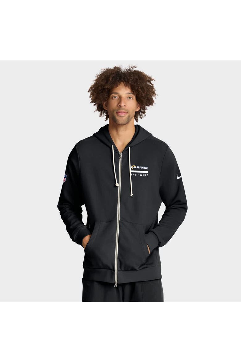 Men's Nike Black Los Angeles Rams Sideline Standard Issue Utility Player Dri-FIT Full-Zip Hoodie, Main, color, Black