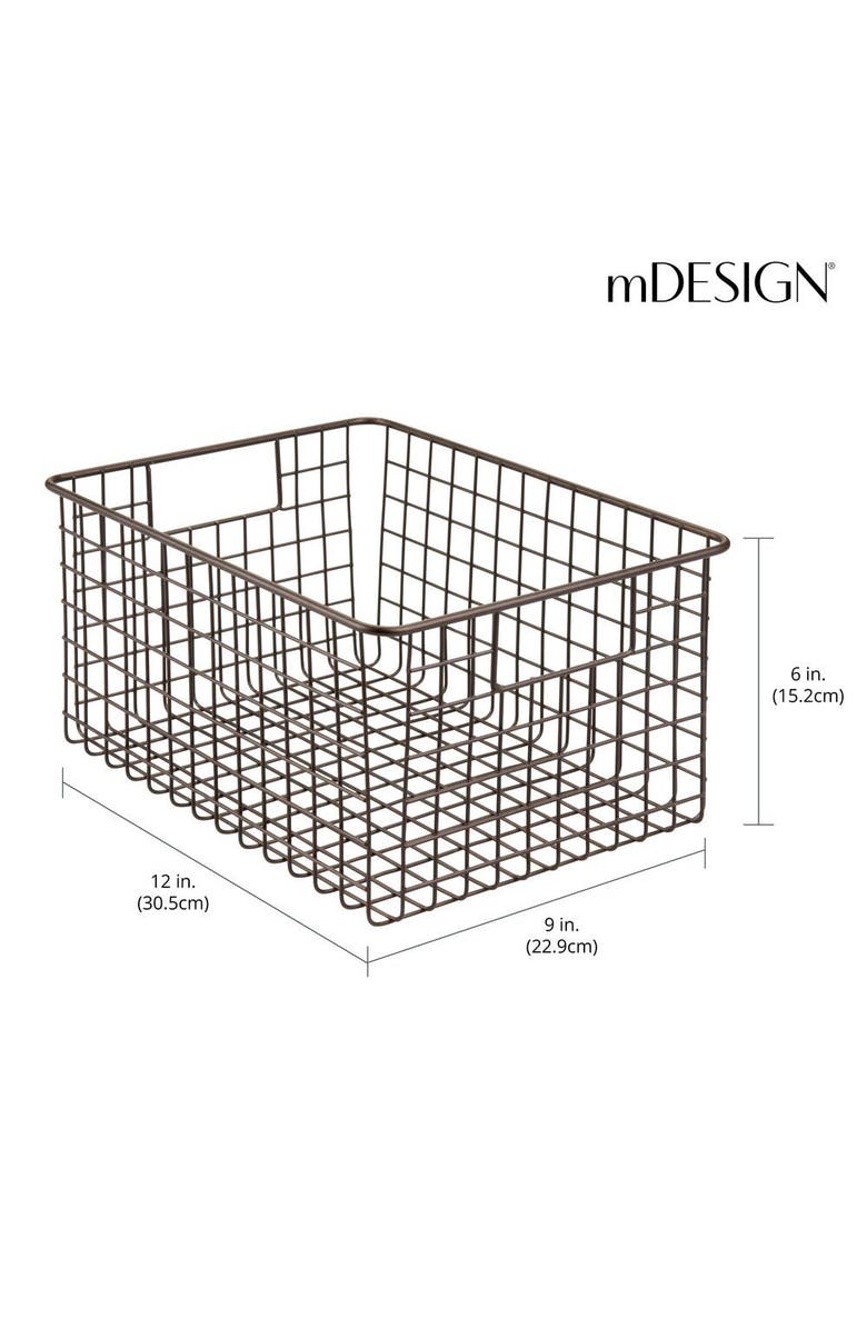 mDesign Metal Wire Food Organizer Basket with Built-In Handles, 12 x 9 x 6 - 8 Pack, Alternate, color, Bronze