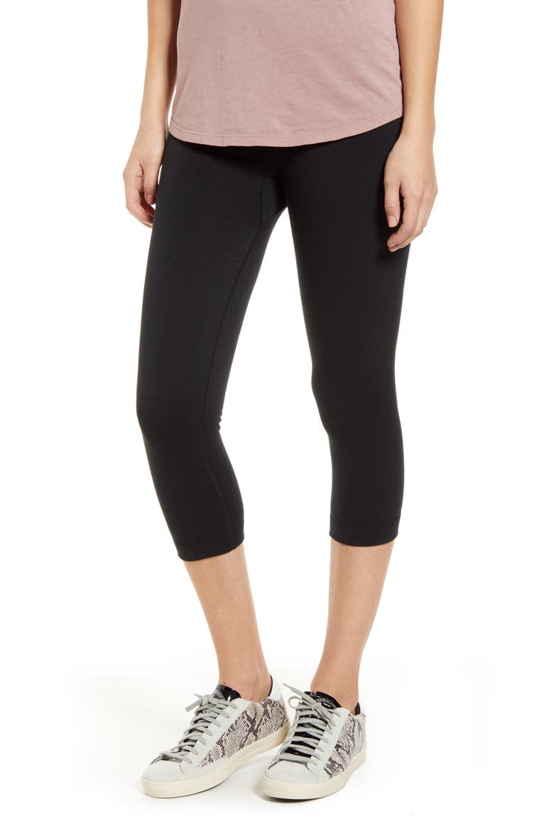 Reversible Terry Capri Leggings, Main, color, BLACK
