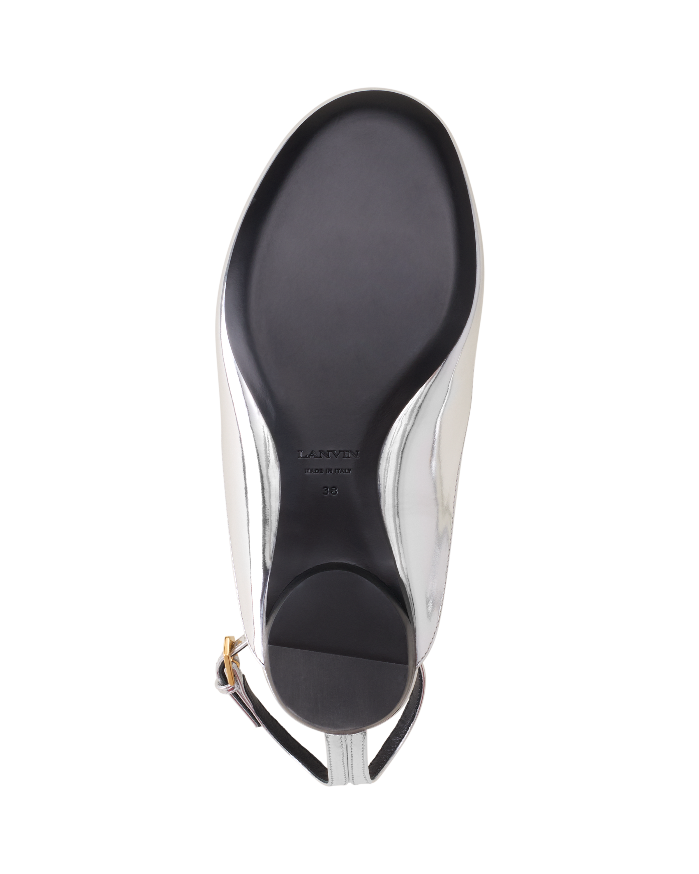 Lanvin Mary-Jane Ballerina In Leather, Alternate, color, Silver