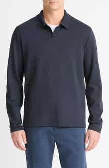 Vince Milano Stitch Johnny Collar Long Sleeve Polo